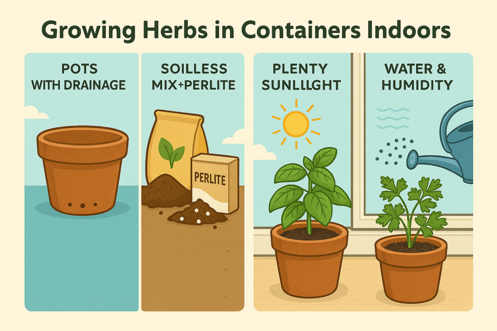 How to Grow Herbs in Containers Steps