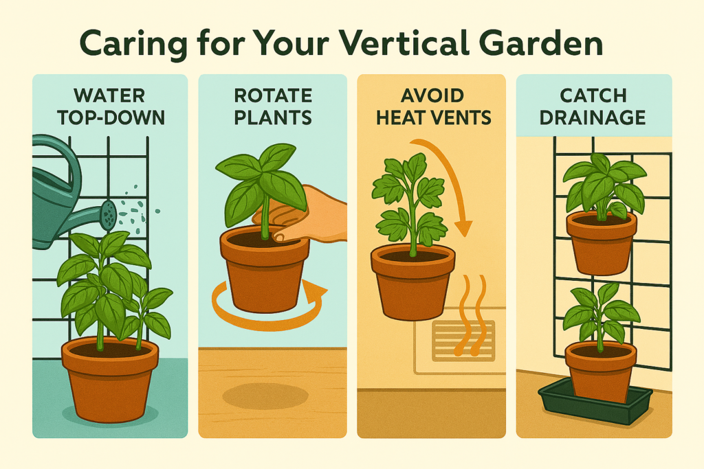 How to Start a Vertical Garden Indoors - Caring for your vertical garden